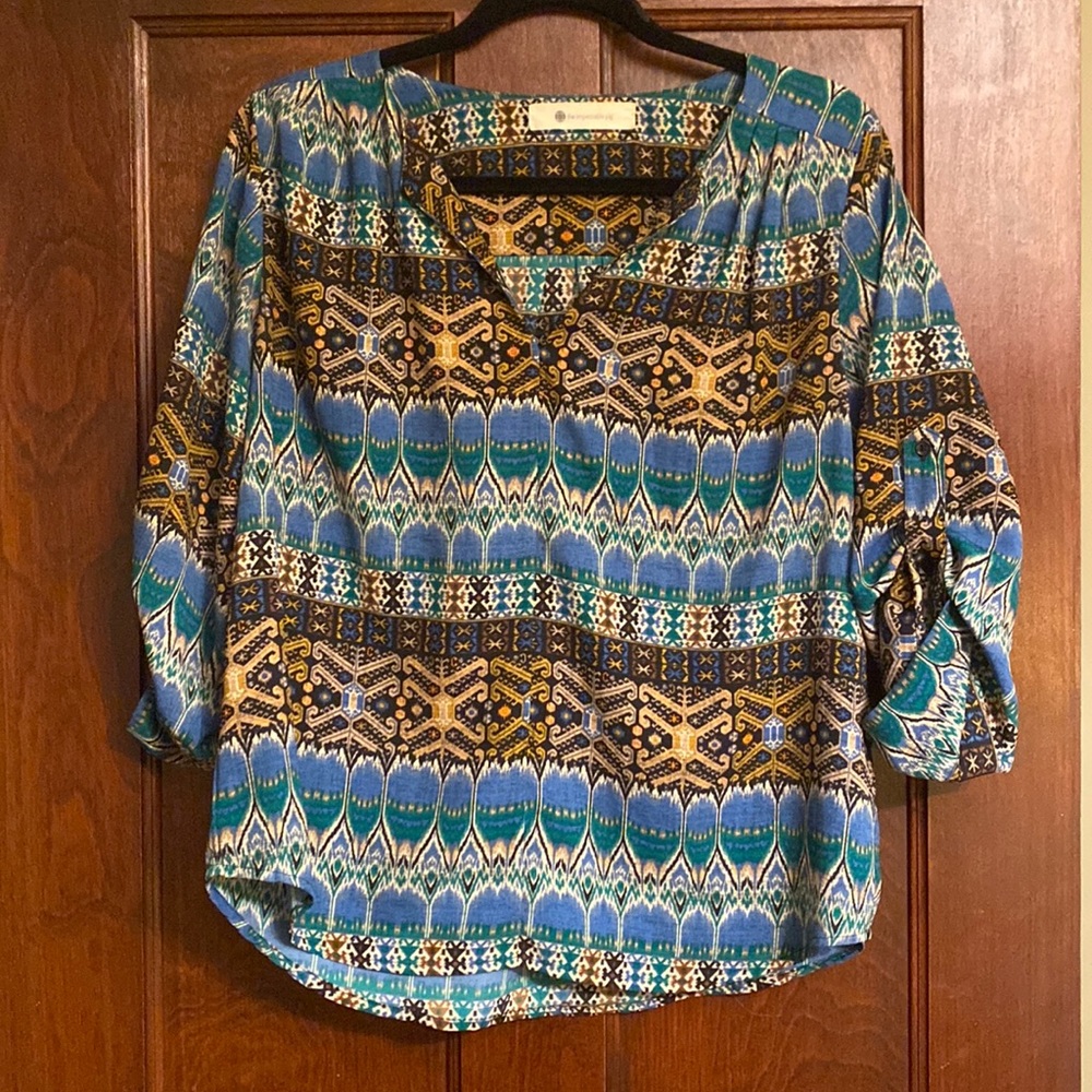Colorful geometric print blouse, M